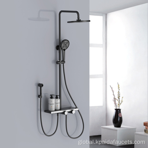 Exposed shower set Badewanne Multi Functions Handheld Rainfall Black Waterfall Rain Bath & Shower Faucet Set System Supplier